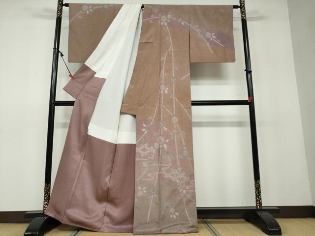 平和屋着物●訪問着 絞り 枝花文 金彩 正絹 逸品 DAAV4833ud