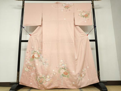 平和屋着物●訪問着　扇面草花文　暈し染め　金彩　正絹　逸品　DAAV4846ud