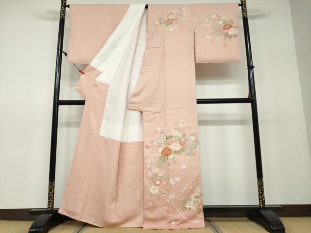 平和屋着物●訪問着　扇面草花文　暈し染め　金彩　正絹　逸品　DAAV4846ud