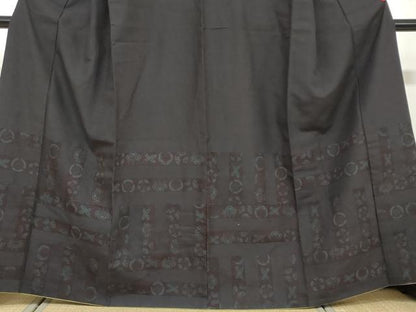 平和屋着物●訪問着　紬地　切嵌草花丸文　さが美扱い　正絹　逸品　DAAV4864ud
