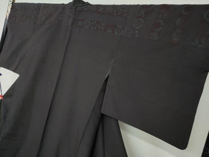 平和屋着物●訪問着　紬地　切嵌草花丸文　さが美扱い　正絹　逸品　DAAV4864ud