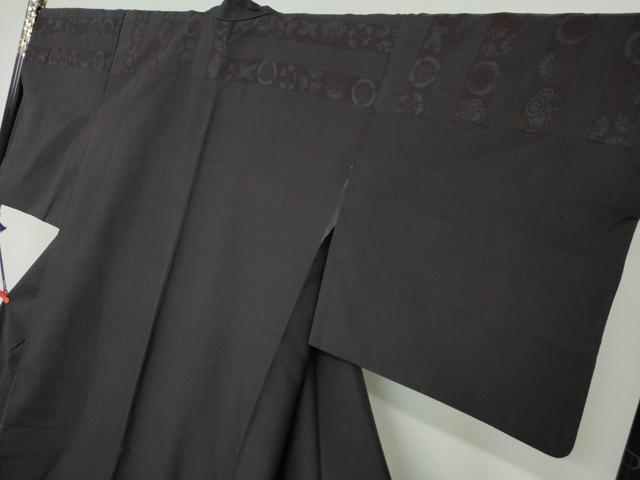 平和屋着物●訪問着　紬地　切嵌草花丸文　さが美扱い　正絹　逸品　DAAV4864ud