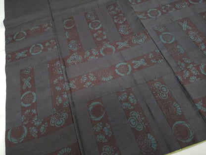 平和屋着物●訪問着　紬地　切嵌草花丸文　さが美扱い　正絹　逸品　DAAV4864ud