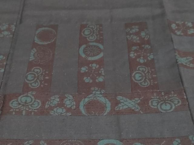 平和屋着物●訪問着　紬地　切嵌草花丸文　さが美扱い　正絹　逸品　DAAV4864ud