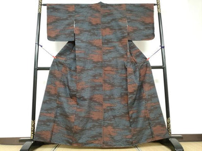 平和屋着物●結城紬 100亀甲 雲霞文 正絹 逸品 DAAV4865ud
