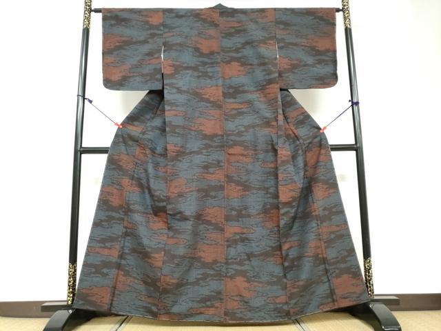 平和屋着物●結城紬 100亀甲 雲霞文 正絹 逸品 DAAV4865ud