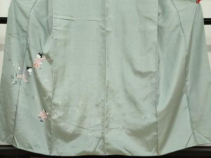 平和屋着物●訪問着 紬地 童子遊び 正絹 逸品 DAAV4878ud