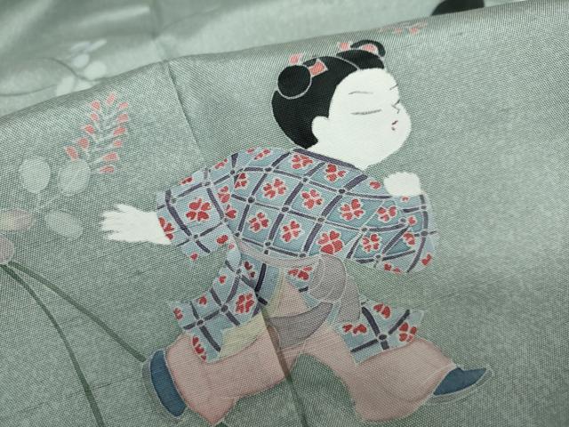 平和屋着物●訪問着 紬地 童子遊び 正絹 逸品 DAAV4878ud