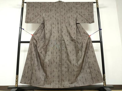 平和屋着物●本場大島紬 9マルキ 麻の葉文様 正絹 逸品 未使用 DAAV4879ud