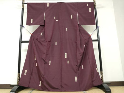 平和屋着物●上質な小紋 紬地 手描き 短冊草花文 正絹 逸品 DAAV4899ud