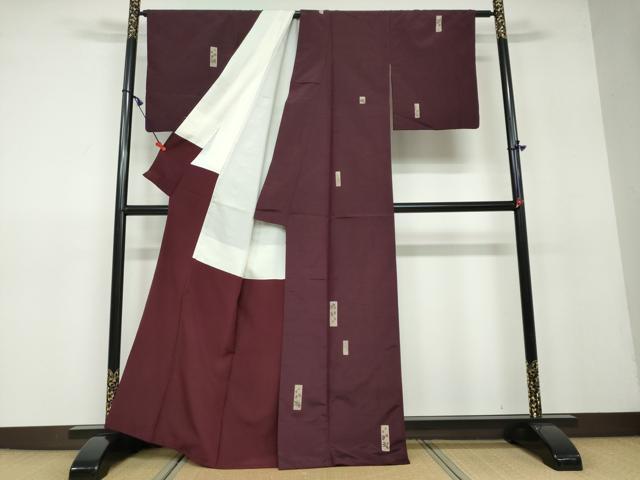 平和屋着物●上質な小紋 紬地 手描き 短冊草花文 正絹 逸品 DAAV4899ud