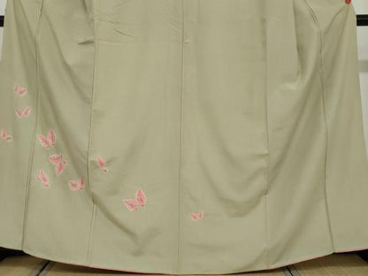 平和屋着物●訪問着　紬地　絞り　舞蝶文　正絹　逸品　未使用　DAAV4901ud