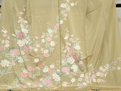 平和屋着物●訪問着　友禅　草花文　仮絵羽　正絹　逸品　未使用　DAAV4919ud