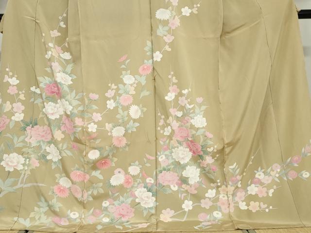 平和屋着物●訪問着　友禅　草花文　仮絵羽　正絹　逸品　未使用　DAAV4919ud