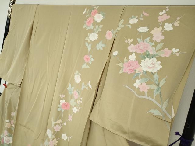 平和屋着物●訪問着　友禅　草花文　仮絵羽　正絹　逸品　未使用　DAAV4919ud