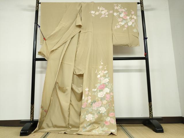 平和屋着物●訪問着　友禅　草花文　仮絵羽　正絹　逸品　未使用　DAAV4919ud