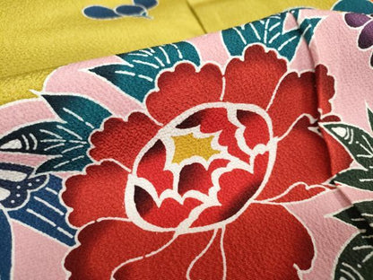 平和屋着物●豪華振袖　紅型　流水飛鶴草花文　仮絵羽　逸品　未使用　DAAV4922ud