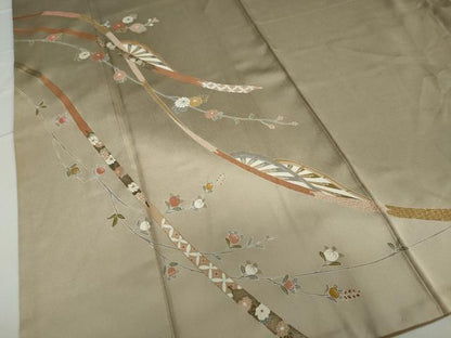 平和屋着物●訪問着 片輪車草花文 暈し染め 金彩 正絹 逸品 DAAV4927ud