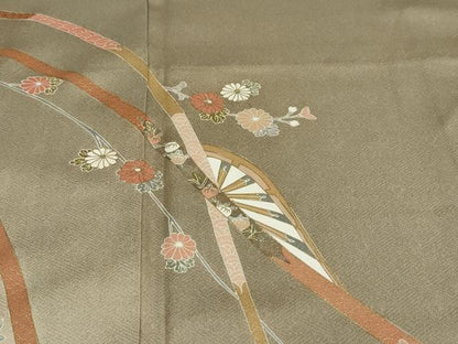 平和屋着物●訪問着 片輪車草花文 暈し染め 金彩 正絹 逸品 DAAV4927ud