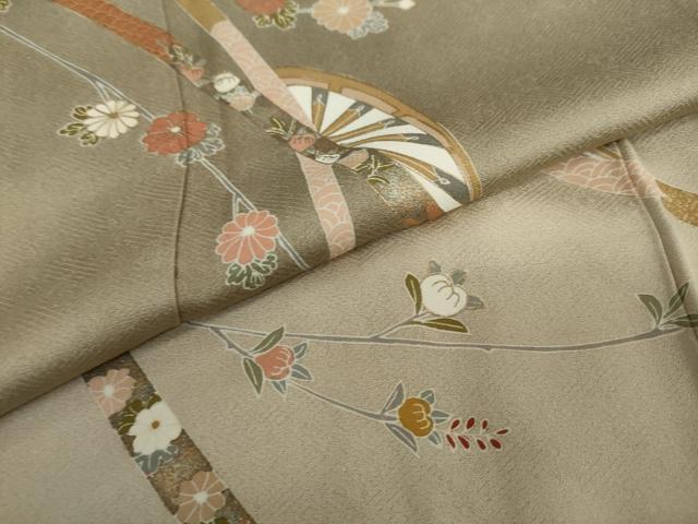 平和屋着物●訪問着 片輪車草花文 暈し染め 金彩 正絹 逸品 DAAV4927ud