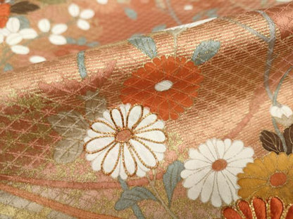 平和屋着物●訪問着 駒刺繍 風景草花文 暈し染め 金彩 正絹 逸品 DAAV4946ud
