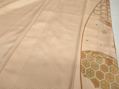 平和屋着物●訪問着 駒刺繍 風景草花文 暈し染め 金彩 正絹 逸品 DAAV4946ud