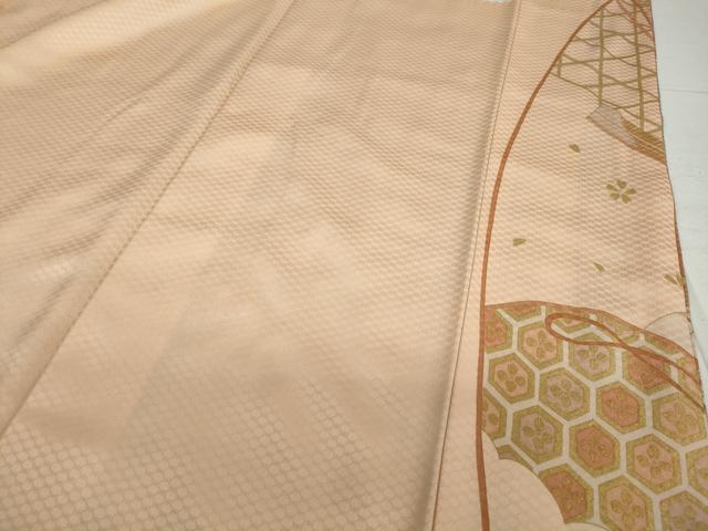 平和屋着物●訪問着 駒刺繍 風景草花文 暈し染め 金彩 正絹 逸品 DAAV4946ud