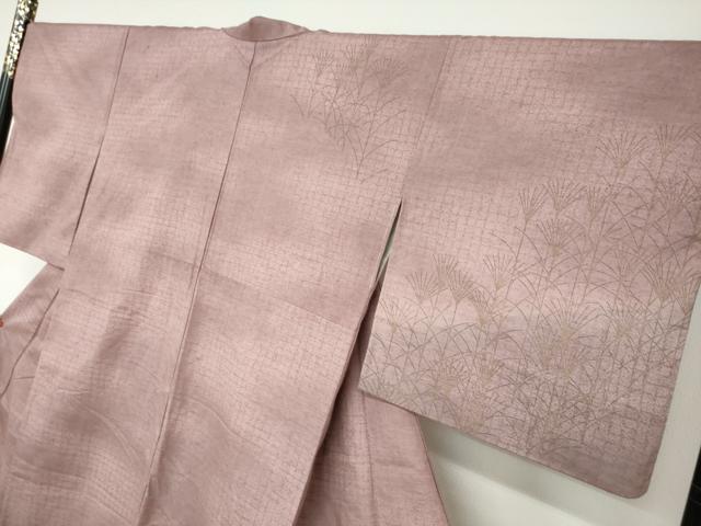 平和屋着物●訪問着 紬地 刺繍 草花文 金彩 正絹 逸品 DAAV4954ud