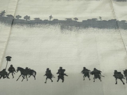 平和屋着物●訪問着 紬地 大名行列 正絹 逸品 DAAV4956ud