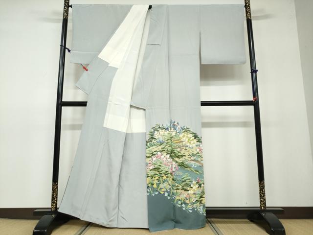 平和屋着物●豪華色留袖　友禅　作家物　流水風景草花文　正絹　逸品　DAAV4957ud