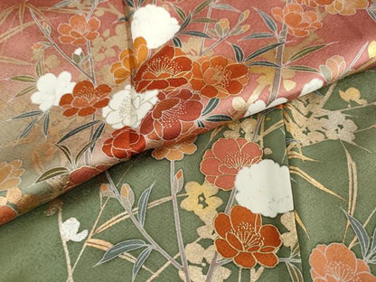 平和屋着物●訪問着 作家物 草花文 暈し染め 金銀彩 正絹 逸品 DAAV4960ud