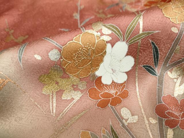 平和屋着物●訪問着 作家物 草花文 暈し染め 金銀彩 正絹 逸品 DAAV4960ud