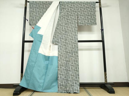平和屋着物●上質な紬　絣文様　正絹　逸品　DAAV4965ud