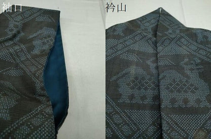 平和屋着物●上質な紬　100亀甲　有栖川文様　正絹　逸品　DAAV4969ud