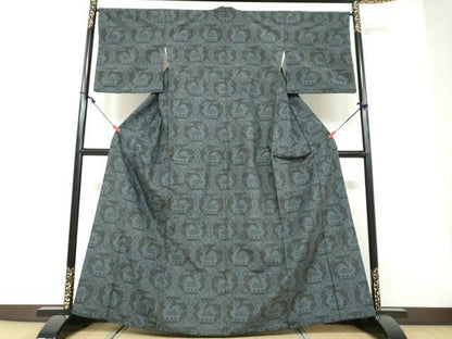 平和屋着物●上質な紬　100亀甲　有栖川文様　正絹　逸品　DAAV4969ud