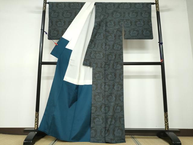 平和屋着物●上質な紬　100亀甲　有栖川文様　正絹　逸品　DAAV4969ud