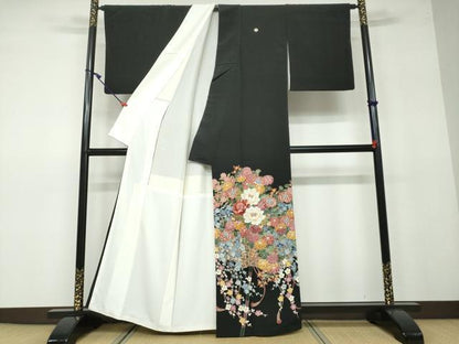 平和屋着物●豪華黒留袖 友禅 作家物 吉祥草花文 正絹 逸品 DAAV4971ud