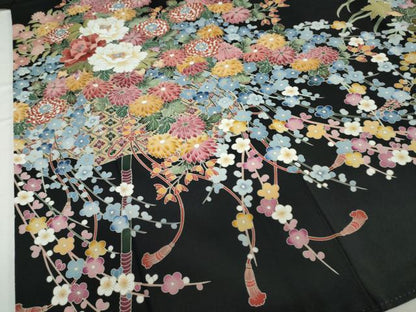 平和屋着物●豪華黒留袖 友禅 作家物 吉祥草花文 正絹 逸品 DAAV4971ud