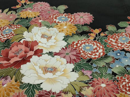 平和屋着物●豪華黒留袖 友禅 作家物 吉祥草花文 正絹 逸品 DAAV4971ud