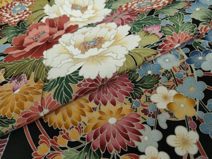 平和屋着物●豪華黒留袖 友禅 作家物 吉祥草花文 正絹 逸品 DAAV4971ud