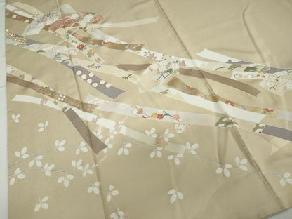 平和屋着物●訪問着 地紙熨斗草花文 金彩 正絹 逸品 DAAV4974ud