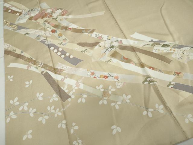 平和屋着物●訪問着 地紙熨斗草花文 金彩 正絹 逸品 DAAV4974ud