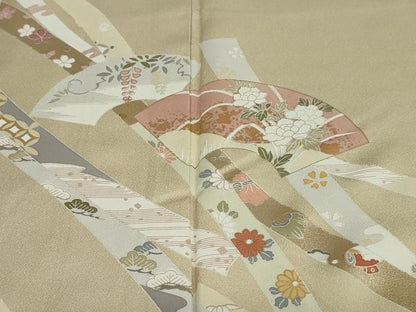 平和屋着物●訪問着 地紙熨斗草花文 金彩 正絹 逸品 DAAV4974ud