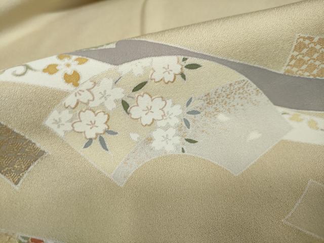 平和屋着物●訪問着 地紙熨斗草花文 金彩 正絹 逸品 DAAV4974ud