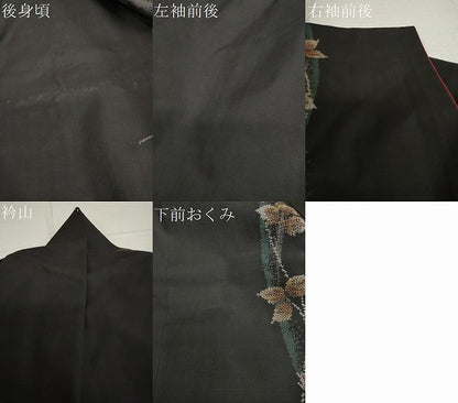 平和屋着物●本場大島紬　古代染色純泥染　9マルキ　地空き　川口織物謹製　草花間道　証紙付き　正絹　逸品　DAAV4986ud