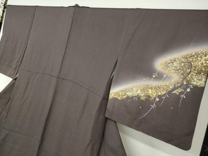 平和屋着物●訪問着 駒刺繍 枝垂れ草花文 暈し染め 金銀彩 正絹 逸品 DAAV4990ud
