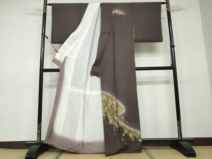 平和屋着物●訪問着 駒刺繍 枝垂れ草花文 暈し染め 金銀彩 正絹 逸品 DAAV4990ud