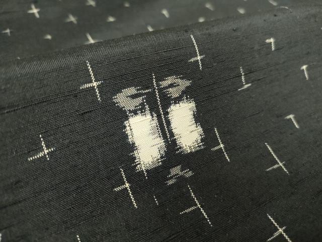 平和屋着物▽上質な紬 単衣 椿 黒地 正絹 逸品 DAAV5015az