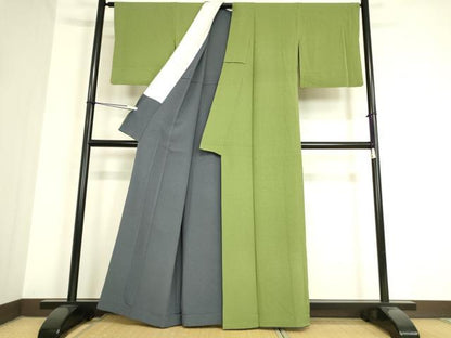 平和屋着物▽上質な色無地 単衣 柳染色 正絹 逸品 DAAV5016az