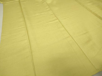 平和屋着物▽上質な色無地 単衣 お召縮緬 淡黄色 正絹 逸品 DAAV5017az